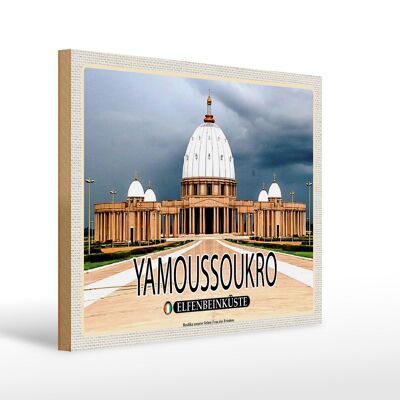 Cartel de madera viaje 40x30cm Basílica de Yamoussoukro Costa de Marfil