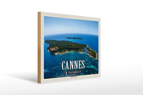 Holzschild Reise 40x30cm Cannes Frankreich Ile Sainte-Marguerite