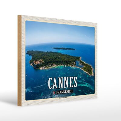 Cartel de madera viaje 40x30cm Cannes Francia Ile Sainte-Marguerite