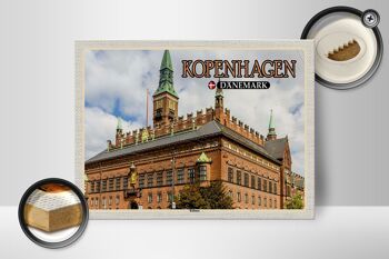 Panneau en bois voyage 40x30cm Hôtel de Ville de Copenhague Danemark 2