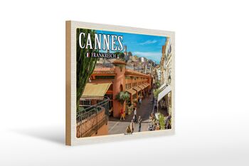 Panneau en bois voyage 40x30cm Cannes France Marché Forville 1