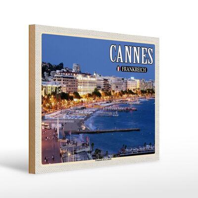 Panneau en bois voyage 40x30cm Cannes France Promenade la Croisette