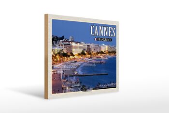 Panneau en bois voyage 40x30cm Cannes France Promenade la Croisette 1