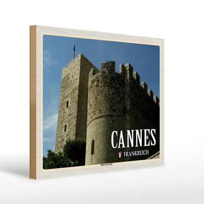 Panneau en bois voyage 40x30cm Cannes France Musée Castre