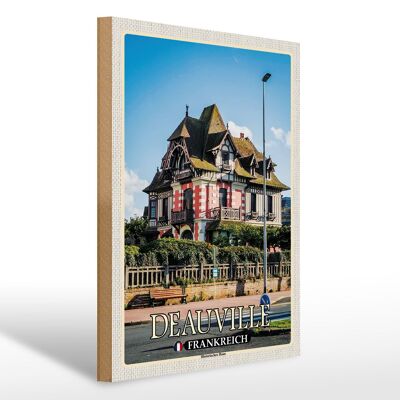 Holzschild Reise 30x40cm Deauville Frankreich Historisches Haus