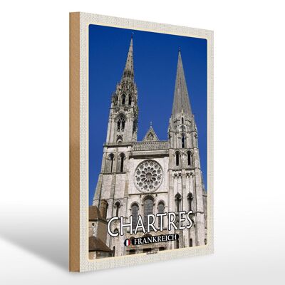 Holzschild Reise 30x40cm Chartres Frankreich Kathedrale