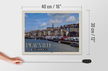Panneau en bois voyage 40x30cm Bateaux du port de Deauville France 4