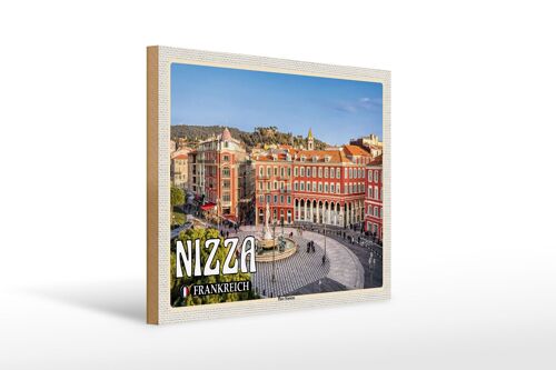 Holzschild Reise 40x30cm Nizza Frankreich Place Masséna Hauptplatz