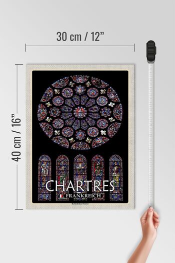 Panneau en bois voyage 30x40cm Chartres France fenêtre cathédrale 4