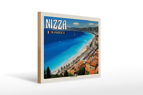 Holzschild Reise 40x30cm Nizza Frankreich Promenade des Anglais