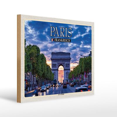 Holzschild Reise 40x30cm Paris Frankreich Arc de Triomphe