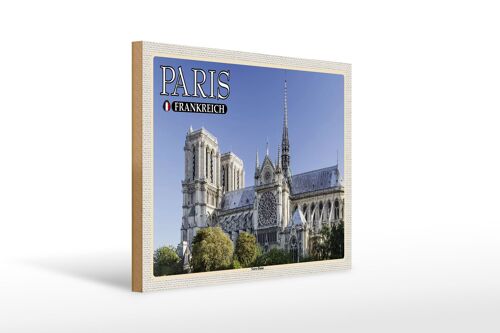 Holzschild Reise 40x30cm Paris Frankreich Notre-Dame Kathedrale