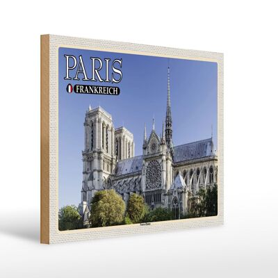 Holzschild Reise 40x30cm Paris Frankreich Notre-Dame Kathedrale