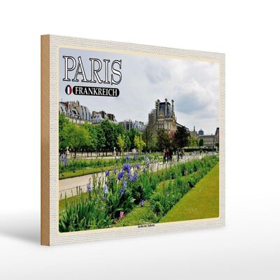 Cartel de madera viaje 40x30cm París Francia Parque Jardin des Tuileries
