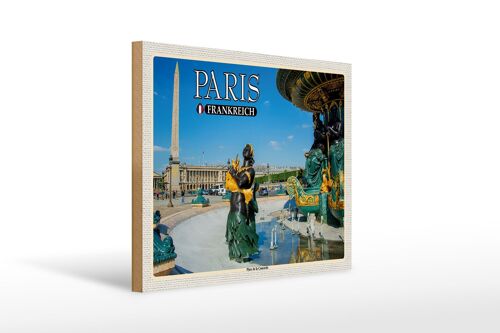 Holzschild Reise 40x30cm Paris Frankreich Place de la Concorde