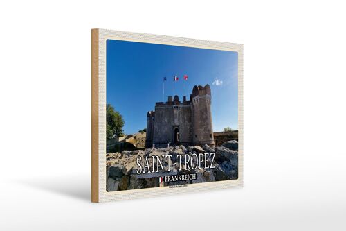 Holzschild Reise 40x30cm Saint-Tropez Frankreich Citadelle