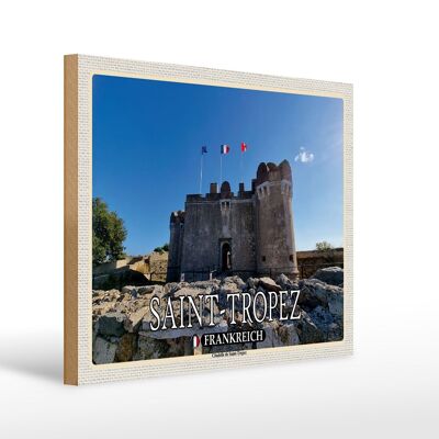 Holzschild Reise 40x30cm Saint-Tropez Frankreich Citadelle