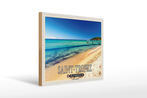 Holzschild Reise 40x30cm Saint-Tropez Plage de Pampelonne