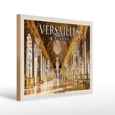 Cartel de madera viaje 40x30cm Versalles Francia Castillo desde el interior