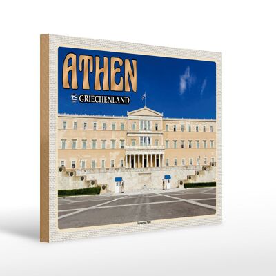 Cartel de madera viaje 40x30cm Atenas Grecia Plaza Syntagma