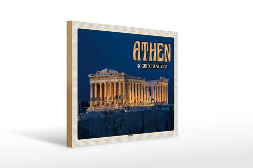 Holzschild Reise 40x30cm Athen Griechenland Akropolis Stadtfestung