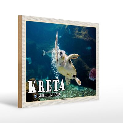 Wooden sign travel 40x30cm Crete Greece Cretaaquarium