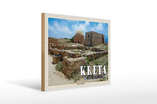 Holzschild Reise 40x30cm Kreta Griechenland Fortezza von Rethymno