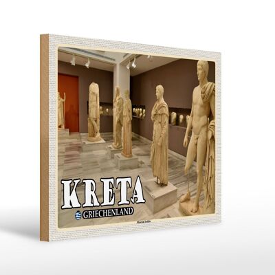 Wooden sign travel 40x30cm Crete Greece Museum Iraklio