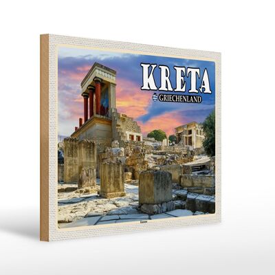 Wooden sign travel 40x30cm Crete Greece Knossos Palace