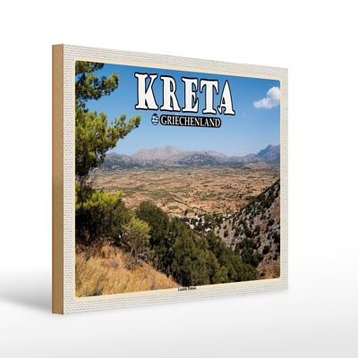 Wooden sign travel 40x30cm Crete Greece Lassithi Plateau
