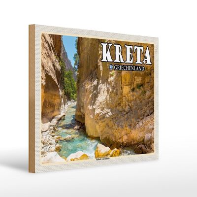 Holzschild Reise 40x30cm Kreta Griechenland Schlucht von Samaria