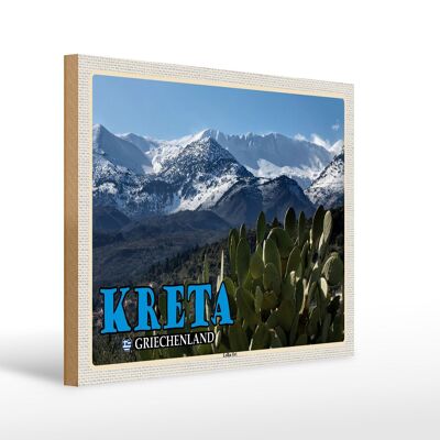 Cartello in legno da viaggio 40x30 cm Creta Grecia Lefka Ori Mountains