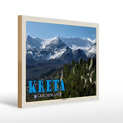 Wooden sign travel 40x30cm Crete Greece Lefka Ori Mountains