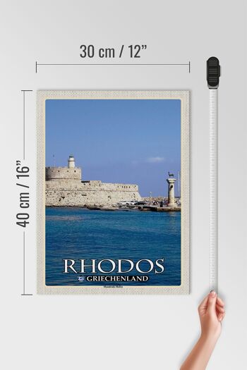 Panneau en bois voyage 30x40cm Rhodes Grèce Port de Mandraki 4