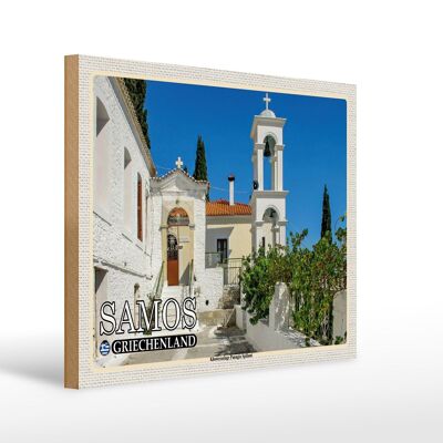 Panneau en bois voyage 40x30cm Samos Grèce Monastère Panagia