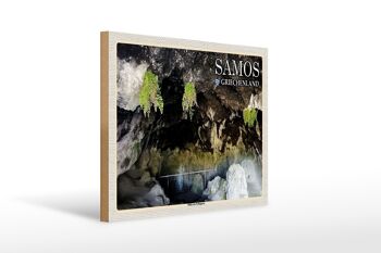 Panneau en bois voyage 40x30cm Samos Grèce Grotte de Pythagore 1