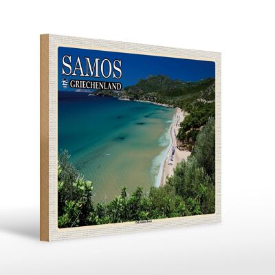 Cartello in legno da viaggio 40x30 cm Samos Grecia Psili Ammos Beach