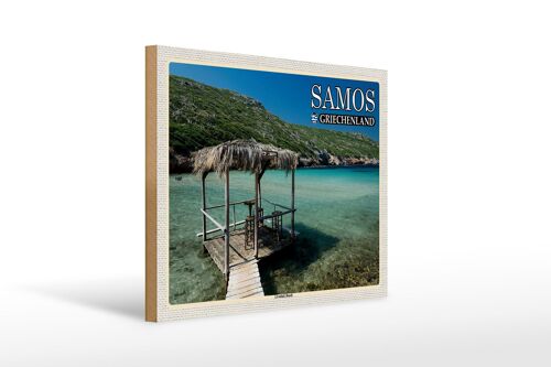Holzschild Reise 40x30cm Samos Griechenland Livadaki Beach Meer