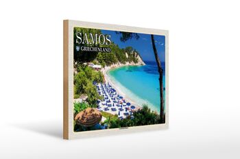 Panneau en bois voyage 40x30cm Samos Grèce Lemonakia Beach 1