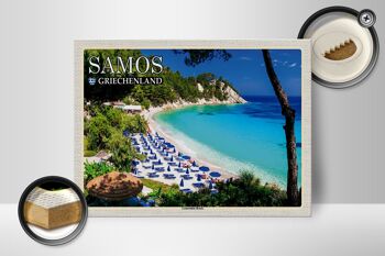 Panneau en bois voyage 40x30cm Samos Grèce Lemonakia Beach 2