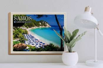 Panneau en bois voyage 40x30cm Samos Grèce Lemonakia Beach 3