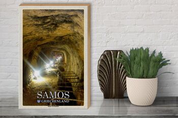 Panneau en bois voyage 30x40cm Samos Grèce Tunnel d'Eupalinos 3