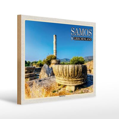 Cartel de madera viaje 40x30cm Samos Grecia Templo de Hera