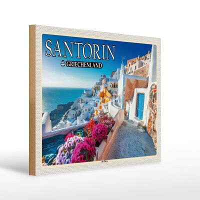 Cartel de madera viaje 40x30cm Santorini Grecia Antigua Thera Antigüedad