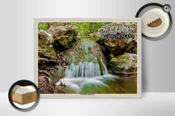 Panneau en bois voyage 40x30cm Samos Grèce Cascades Karlovasi 2