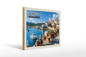 Panneau en bois voyage 40x30cm Samos Grèce Kokkári vacances en ville 1