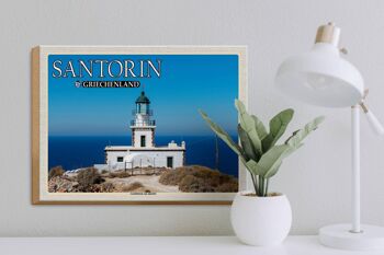 Panneau en bois voyage 40x30cm Santorin Grèce phare Akrotiri 3