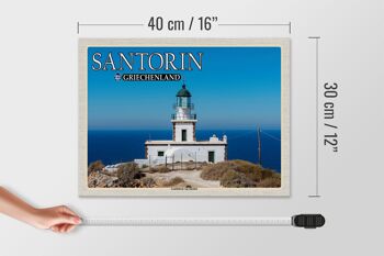 Panneau en bois voyage 40x30cm Santorin Grèce phare Akrotiri 4