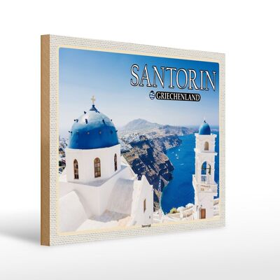 Cartel de madera viaje 40x30cm Santorini Grecia Islas Imerovigli