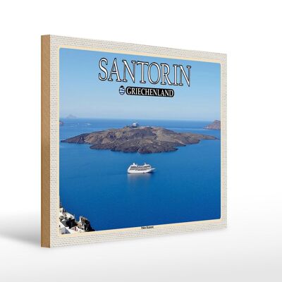 Cartello in legno da viaggio 40x30 cm Santorini Grecia Isola Palea Kameni